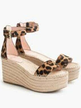 Retro Boho Platform / flatform espadrille sandals in leopard calf hair - NWOB